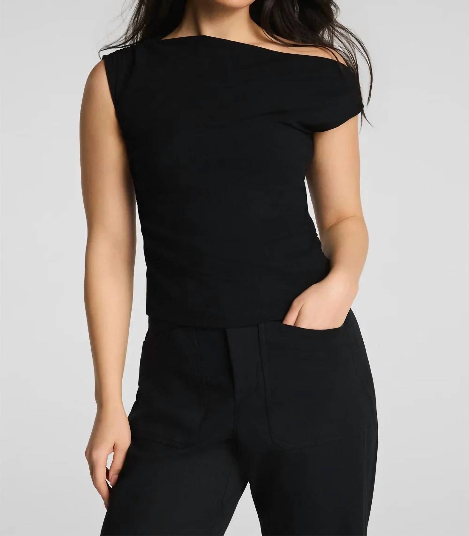 Spanx - Ribbed Knit Ruched Off-the-shoulder Top