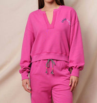 Sundry - Good Vibes Split Neck Sweatshirt
