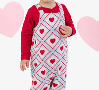 RuffleButts Baby Boy's Sweetheart Gauze Overall Jumpsuit in blue red - kids' item - view 5