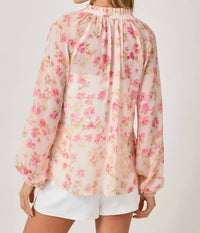 Mystree - Bubble Sleeve Lurex Ruffle Collar Blouse