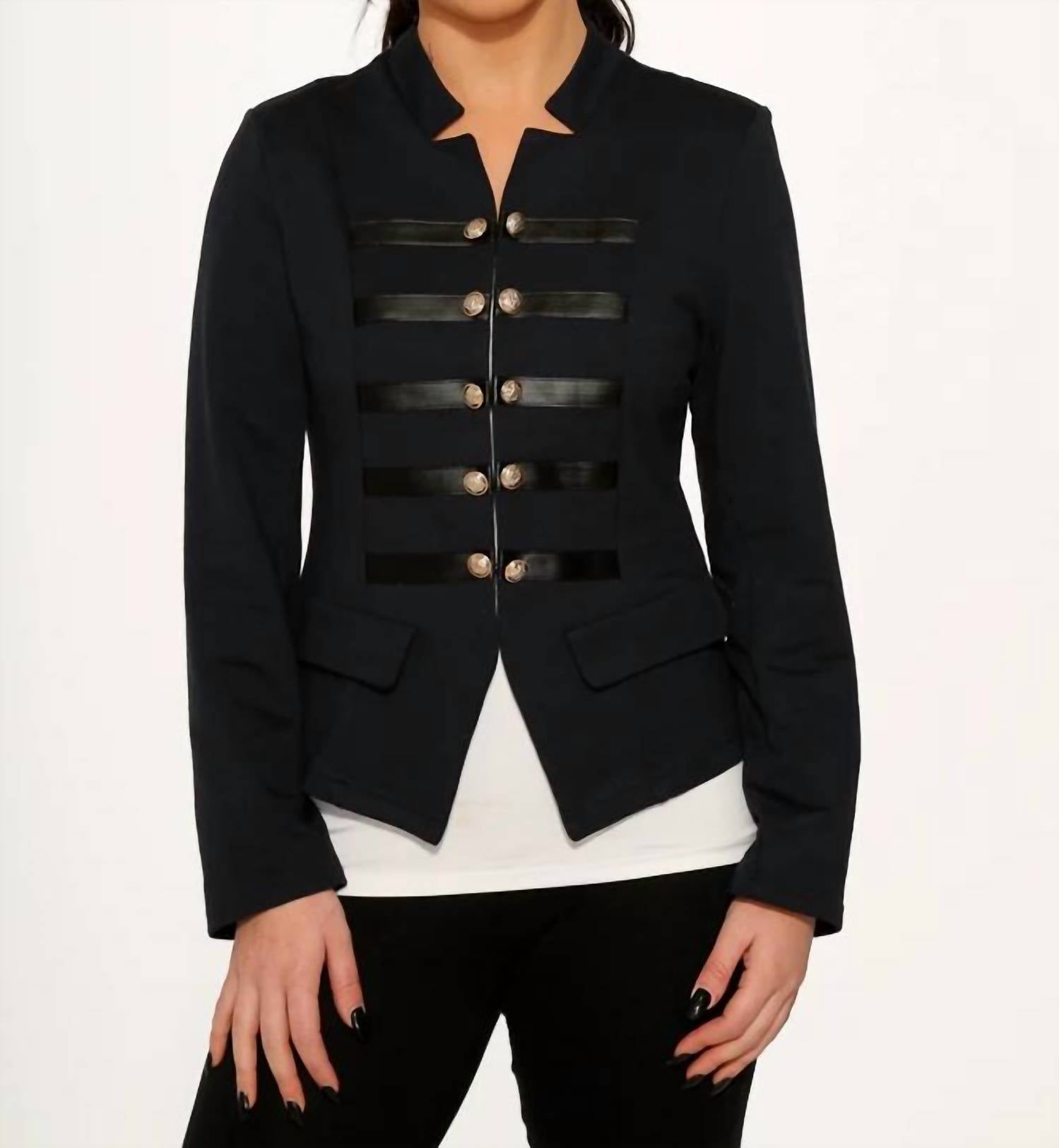 Orchid Bloom - Faux-leather Strap Blazer Jacket