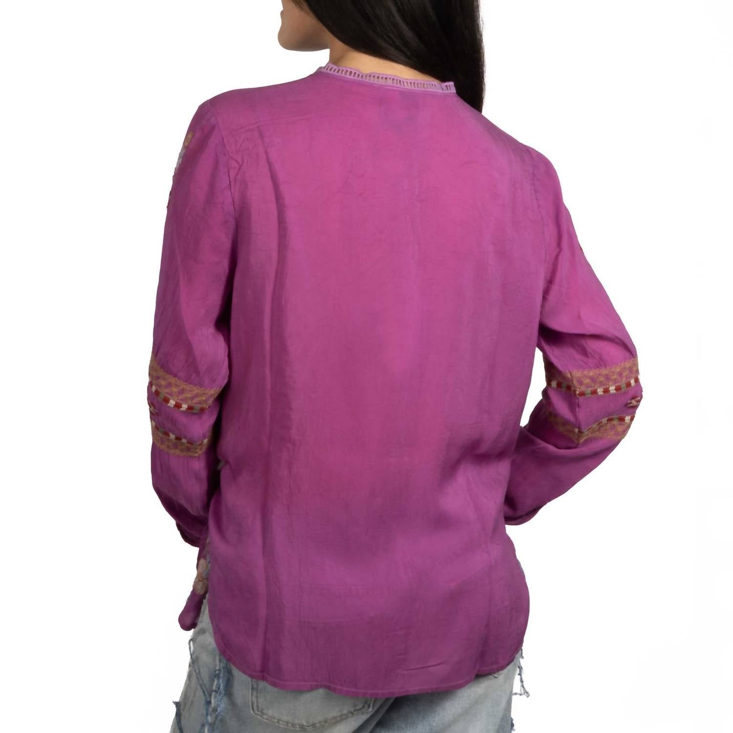 Johnny Was PAULINA SHIRT ELI in purple wine - women's blouse - alternate view