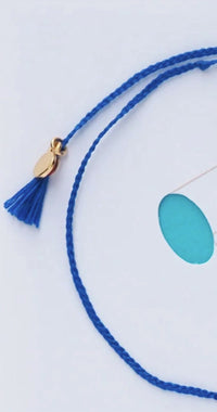 TAI Women's Good Vibes Card Bracelet in gold blue evil eye - women's jewelry - alternate view