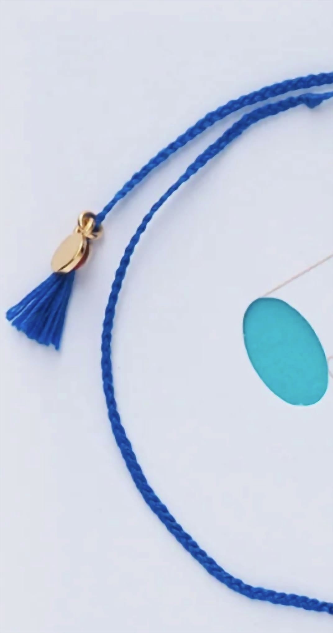 TAI Women's Good Vibes Card Bracelet in gold blue evil eye - women's jewelry - alternate view
