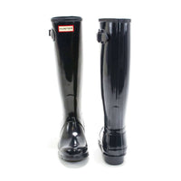 HUNTER Women's Original Tall Gloss Rain Boots in navy - women's shoe - view 4