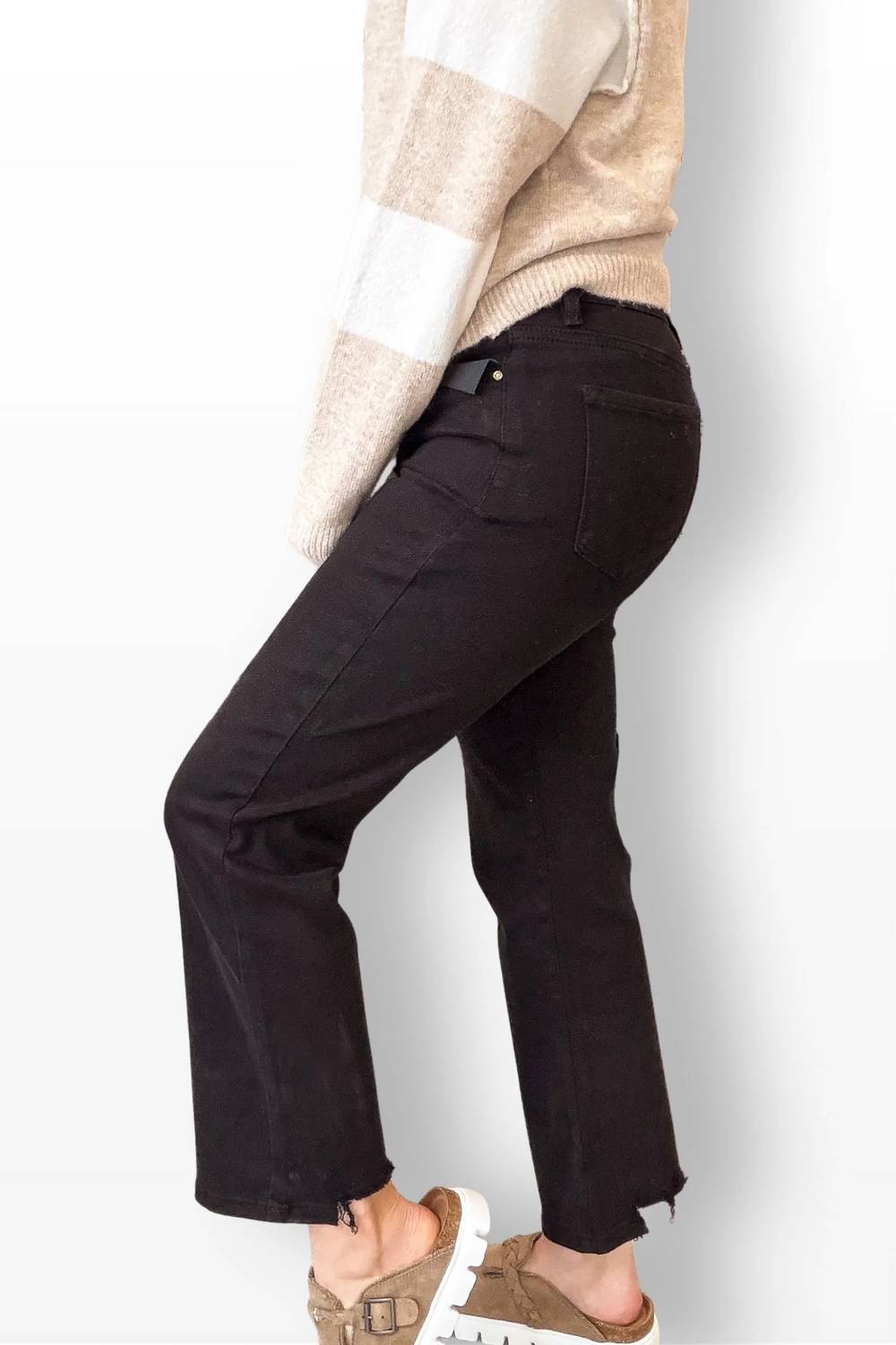Risen - Tummy Control High Rise Cropped Straight Jeans