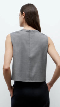 TWP Cropped Muscle Tank in grey - women's tank top - alternate view
