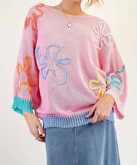 Easel - Flower Knit Sweater Tunic