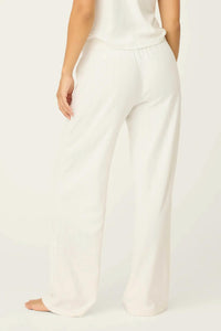 PJ Salvage Pointelle Essentials Open Leg Pants in ivory - women's pants - detail view