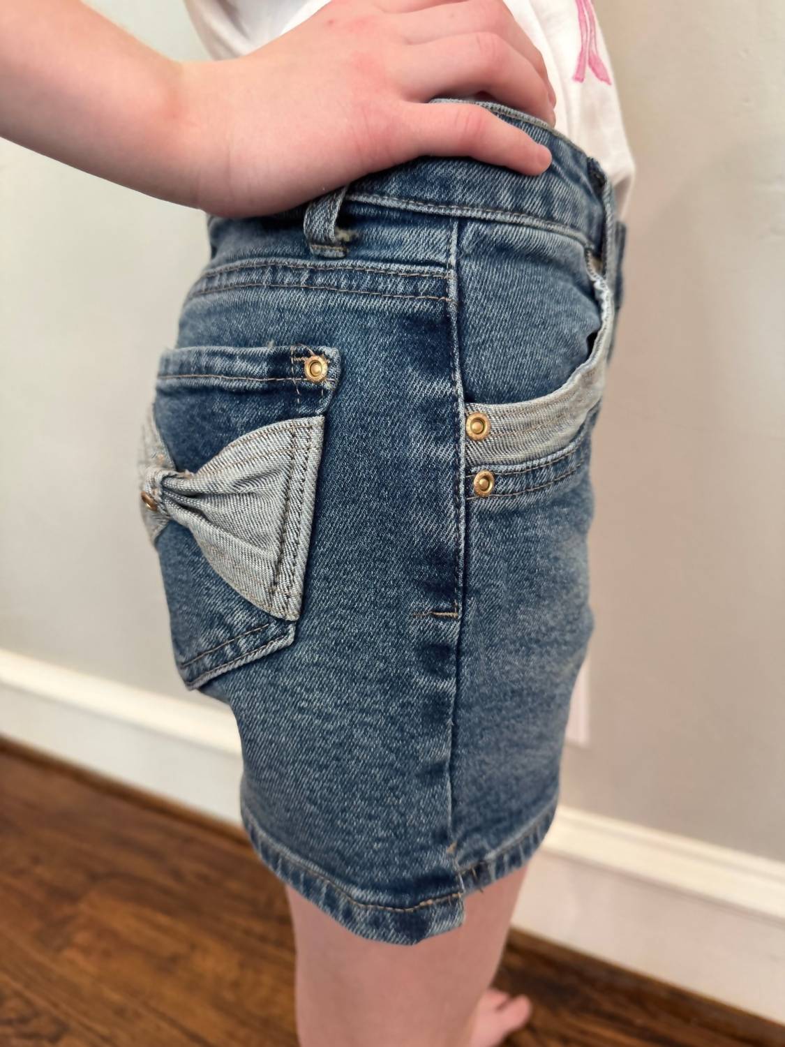 Tractr - Girl's Bow-back Denim Shorts
