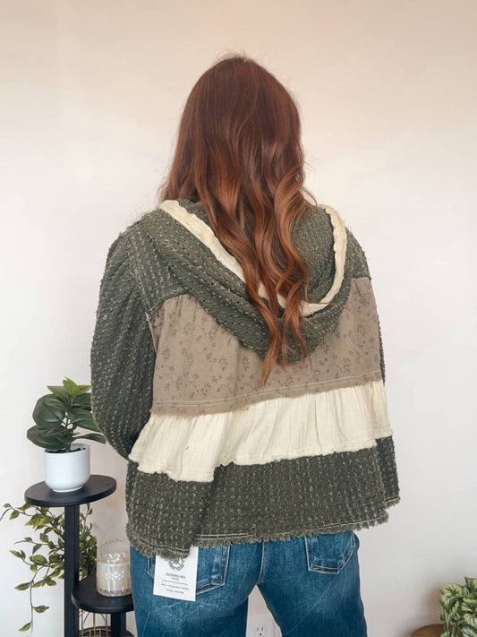 Pol - Boho Color Block Flowy Blouse