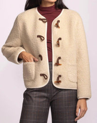 PINK MARTINI Lomas Fleece Coat Jacket in beige - women's jacket - detail view