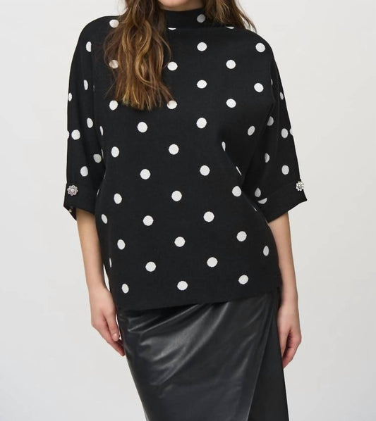 Joseph Ribkoff - Jacquard Dot Print Top Sweater