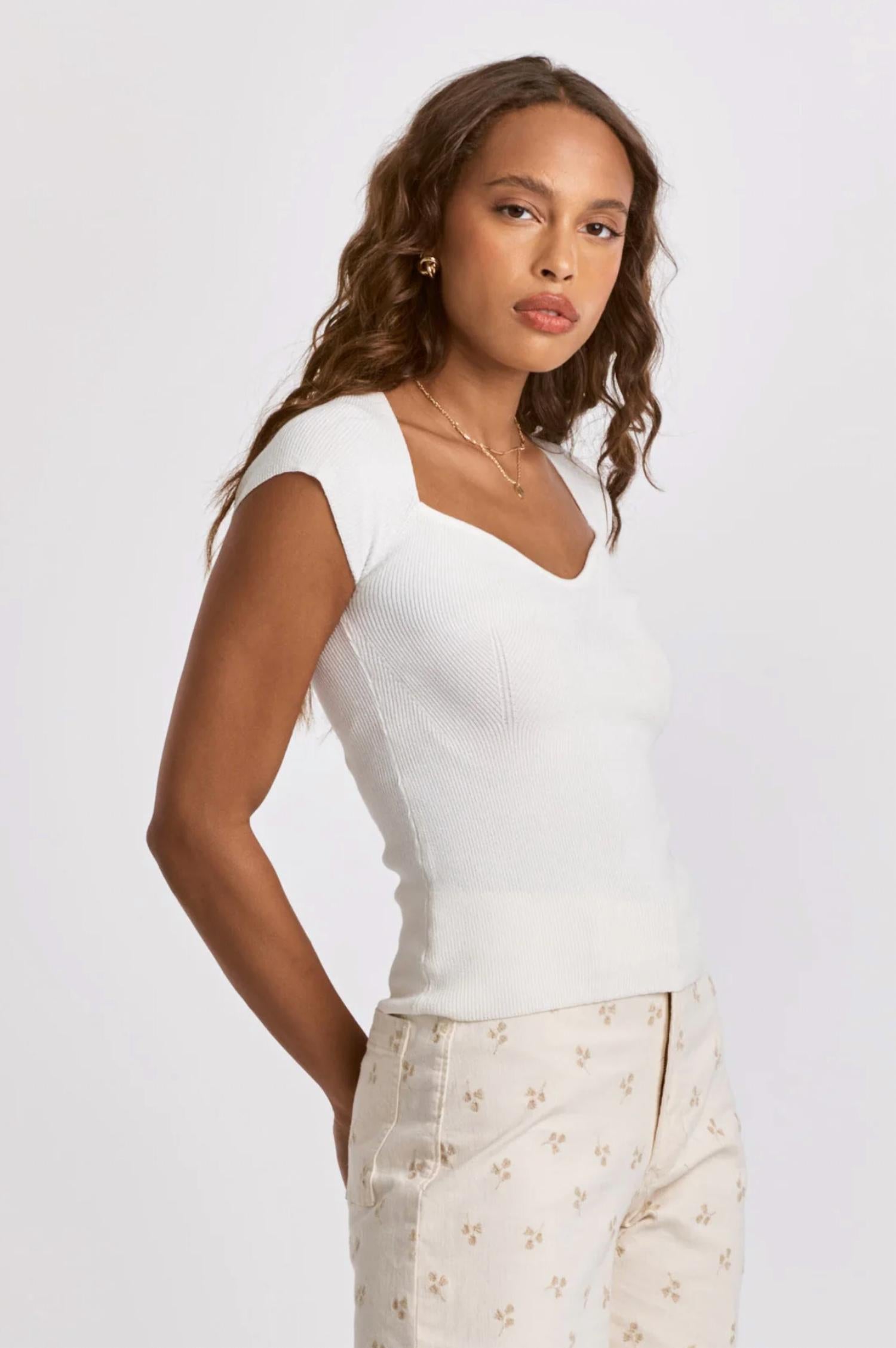 Dear John Denim - Demi Sweetheart Neck Ribbed Top