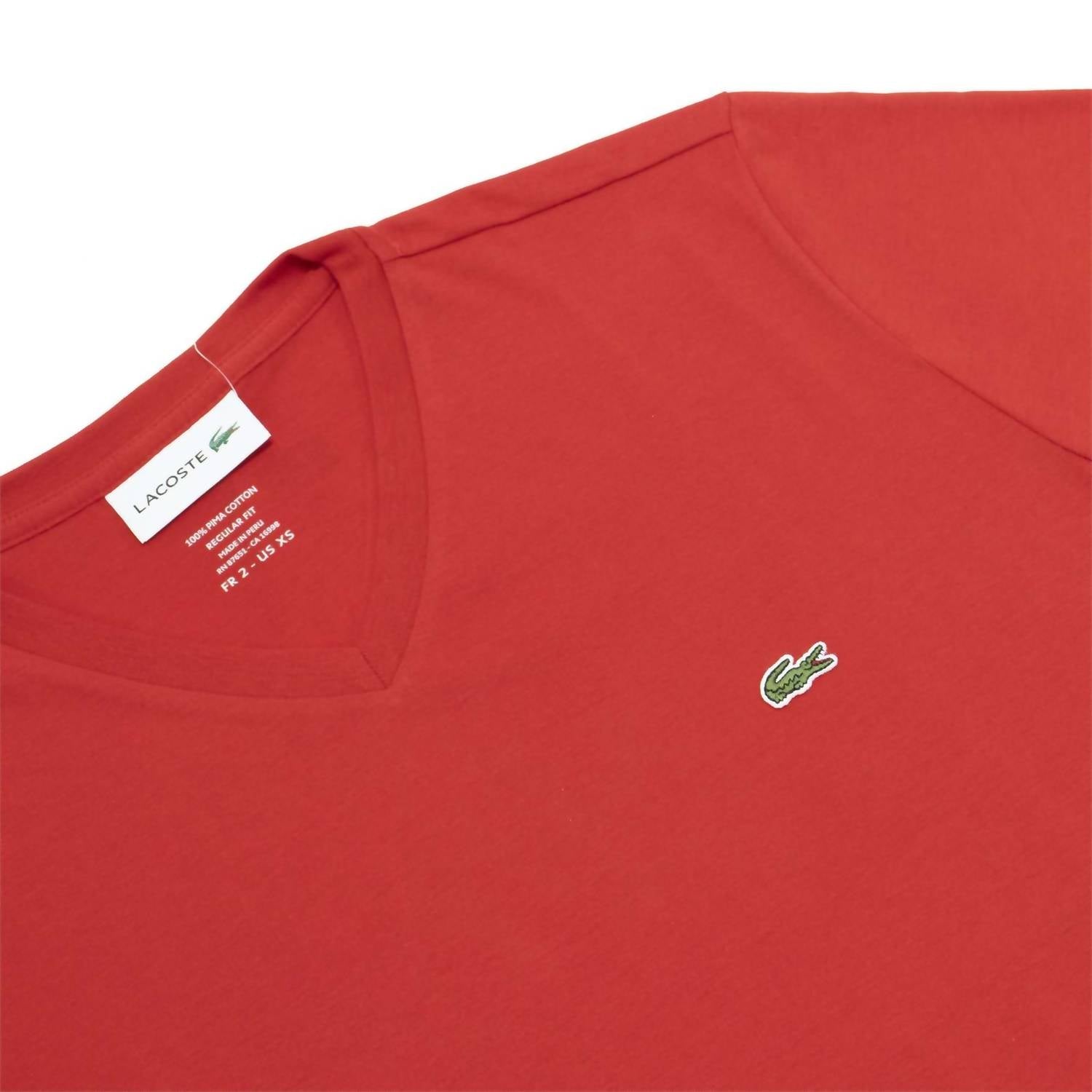 Lacoste - Men's Standard Short Sleeve Pima V-neck Tee