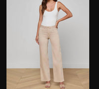 L'Agence Scottie High Rise Wide Leg Jeans in biscuit khaki - women's jeans