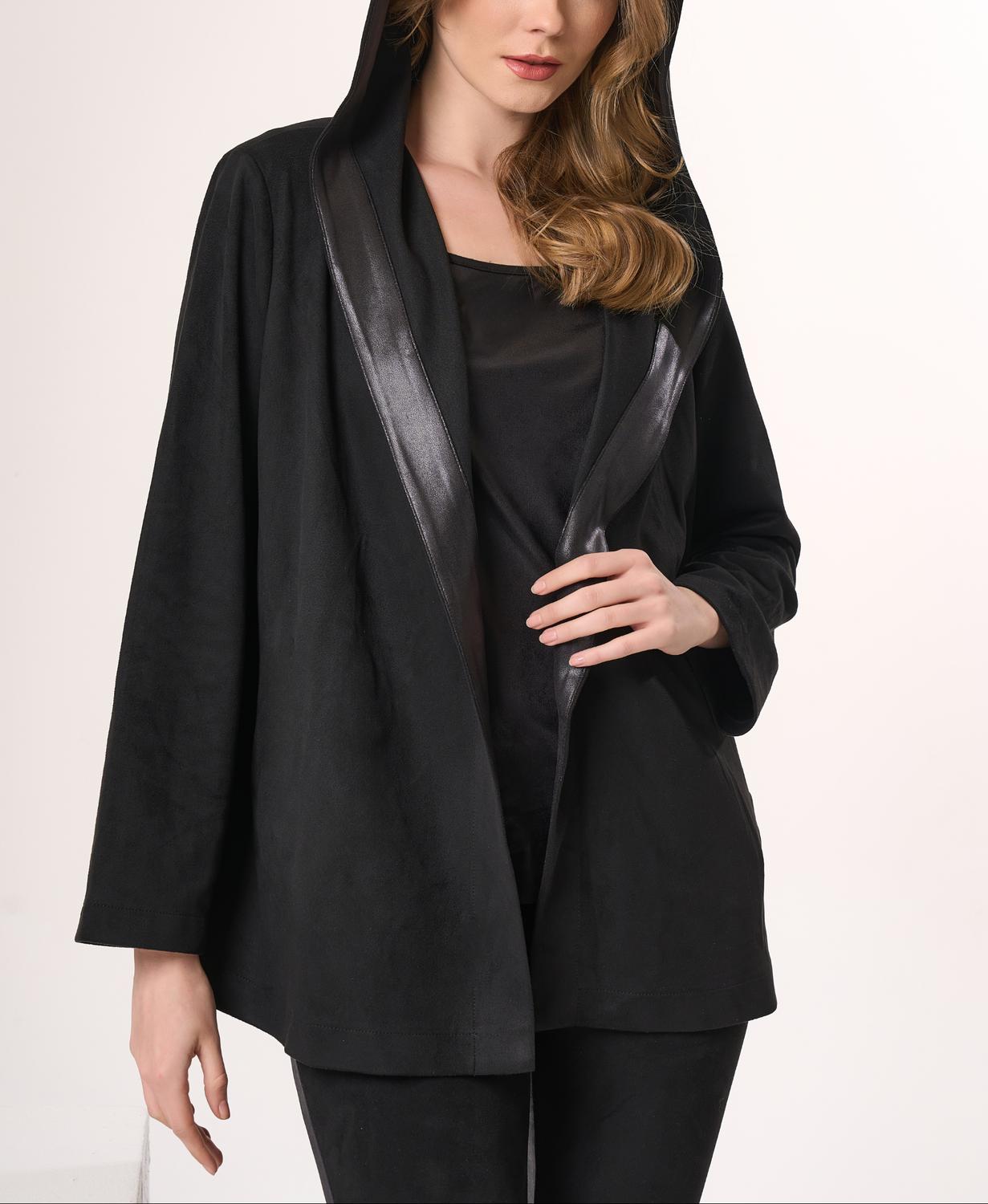 Angel Apparel Vegan Leather And Faux Suede Jacket in black - women's jacket - detail view