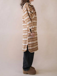 VERY J Plaid Shacket Jacket in cream - women's jacket - detail view