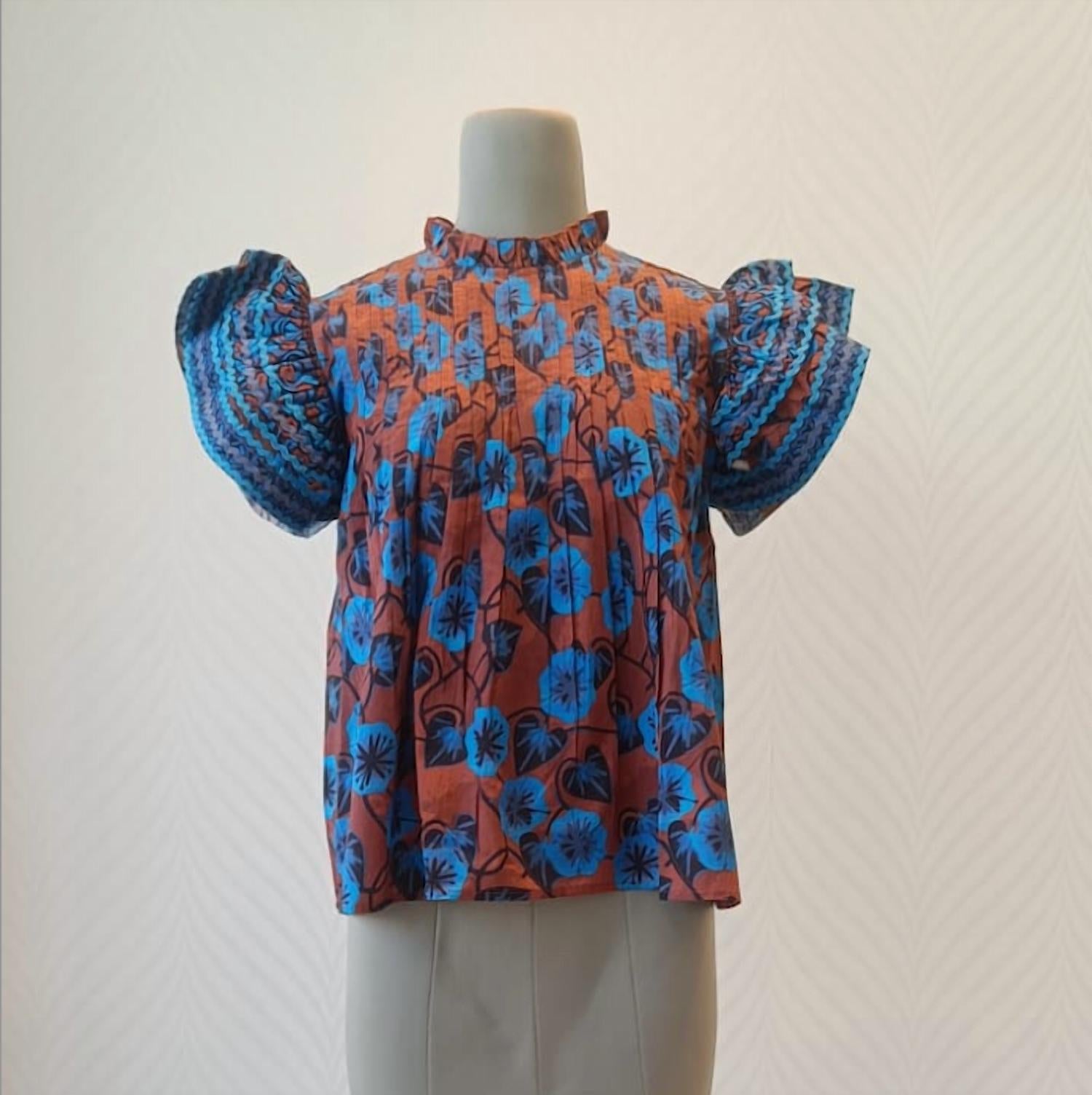 Sohana Flutter Sleeve Top in midnight bloom - women's blouse - alternate view