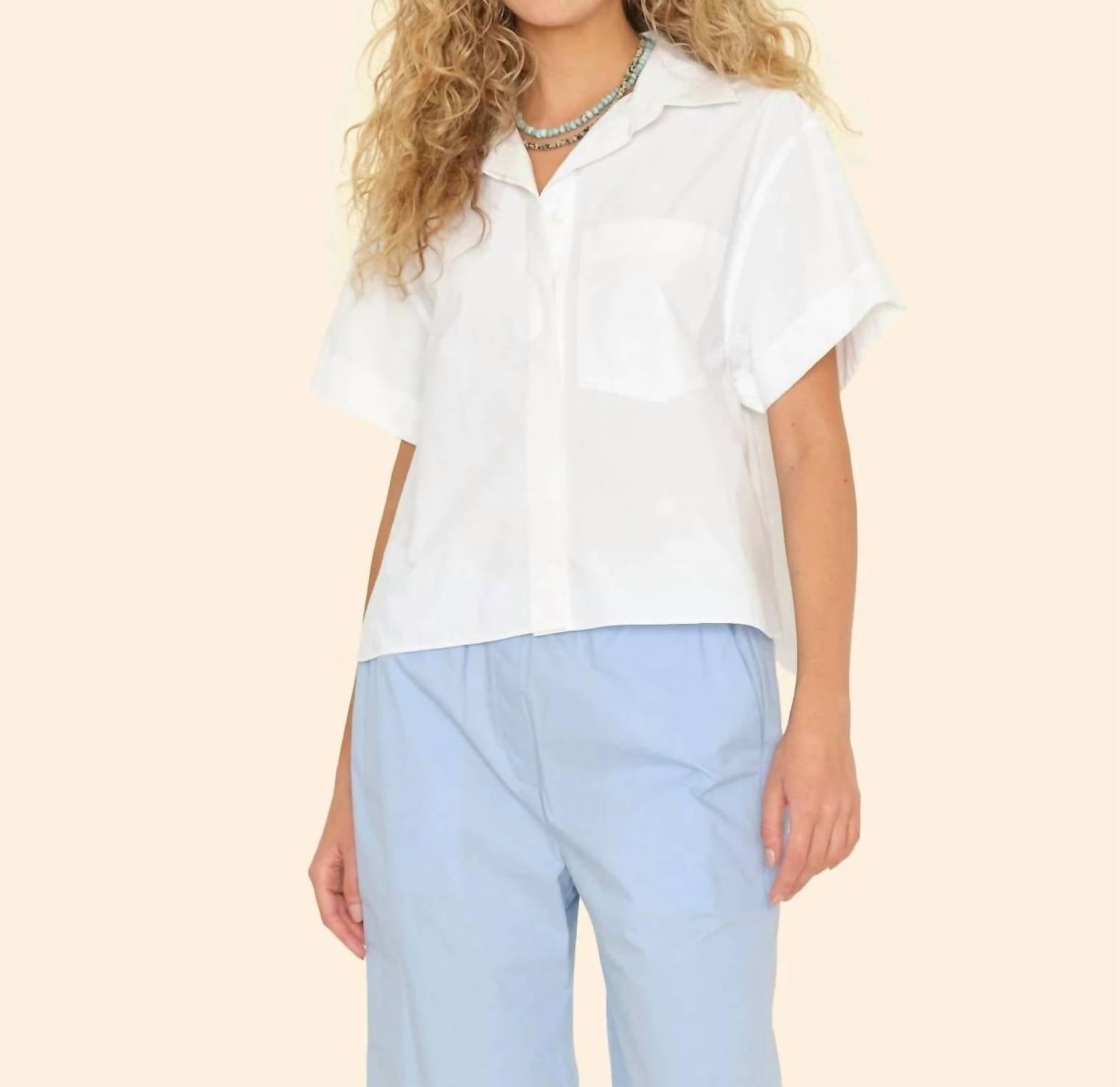 XIRENA Drake Short Sleeve Shirt in white - women's shirt - alternate view