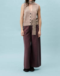 Frnch - Hayden Knit Scarf Buttoned Vest Top