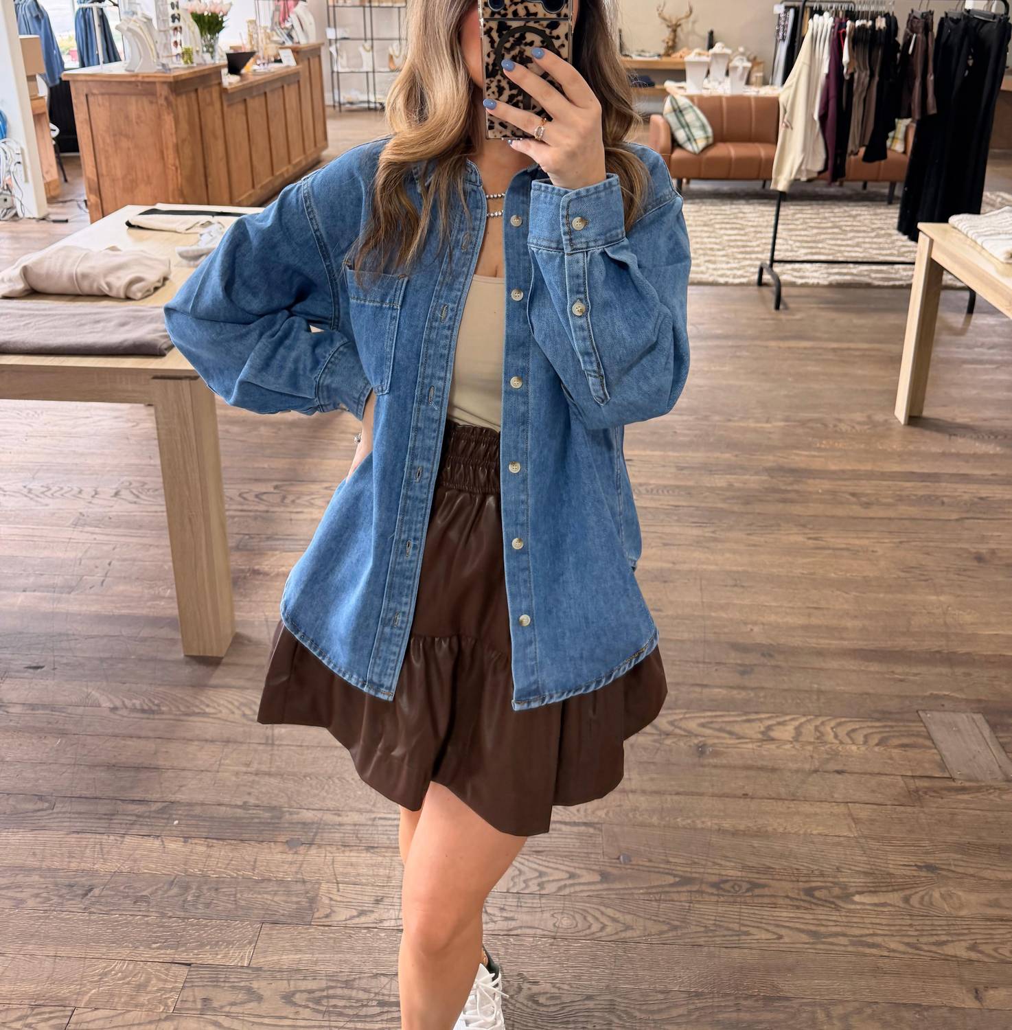 Bluivy - Denim Button Down Oversized Shirts