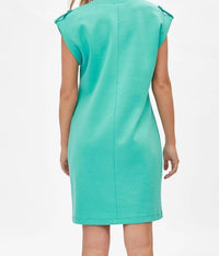 Dear Scarlett Cap Sleeve Trv-Retreat Scuba Modal A-Line Dress in emerald - women's dress - detail view