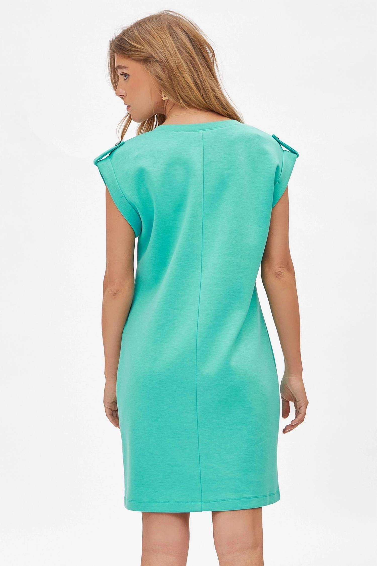 Dear Scarlett Cap Sleeve Trv-Retreat Scuba Modal A-Line Dress in emerald - women's dress - alternate view