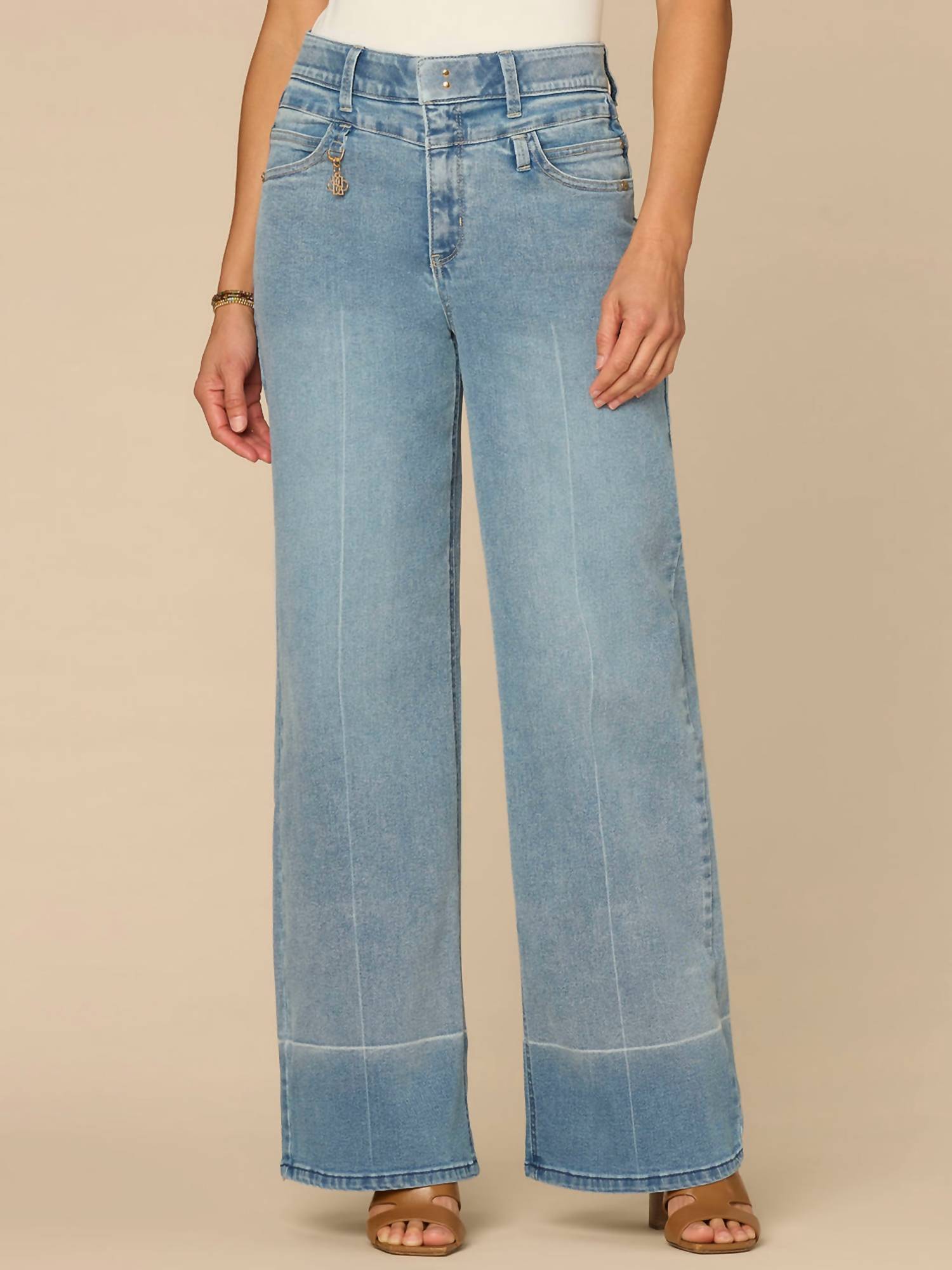 Democracy - Skyrise Double V Yoke Wide Leg Jeans With Charm