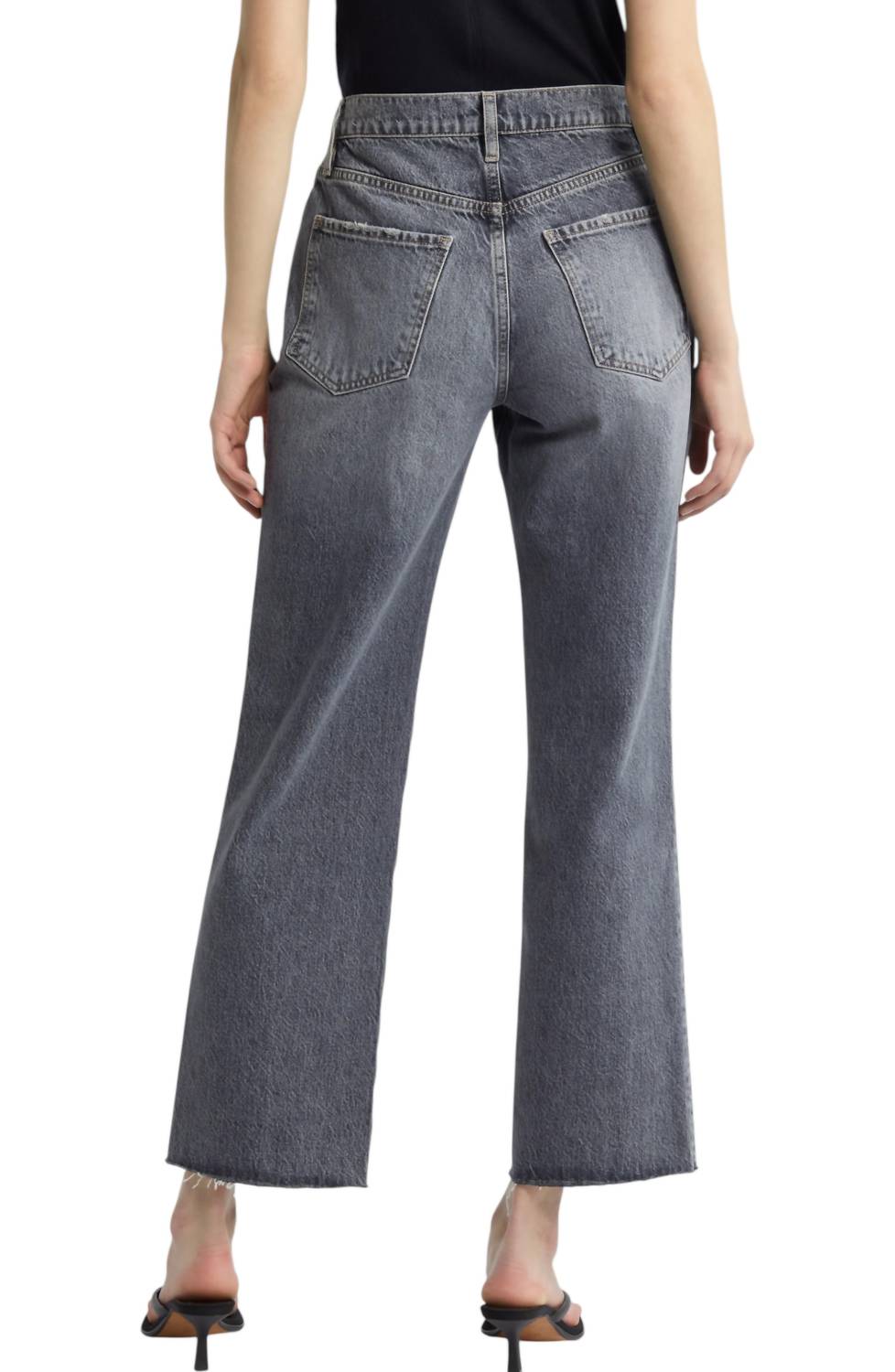 Frame - Le Jane Raw Hem High Waist Ankle Wide Leg Jeans