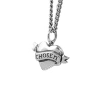 King Baby Studio Women's Tattoo Chosen Heart Necklace in silver - women's jewelry - detail view