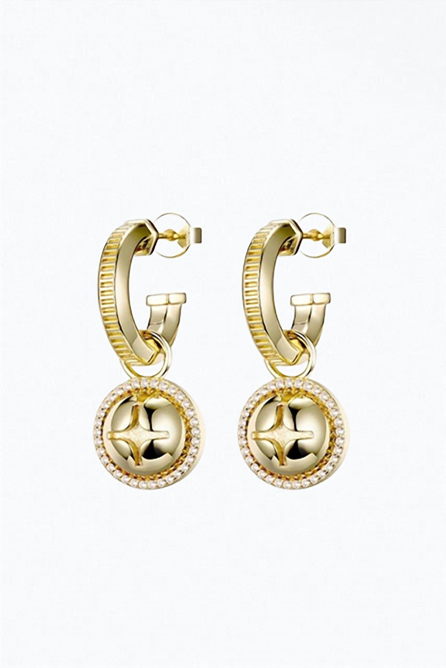 HARDWARE CHARM HOOP EARRINGS