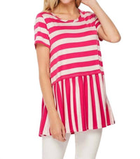Honeyme - Stripe Babydoll Top -PLUS
