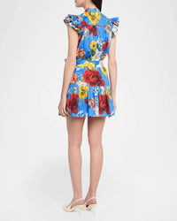 Alice + Olivia - Cora Flutter Sleeve Tiered Mini Shirt Dress