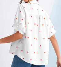 Shewin - Stars Puff Sleeve Loose Shirt