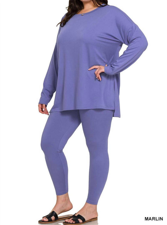 Zenana - Long Sleeve Microfiber Pant Set