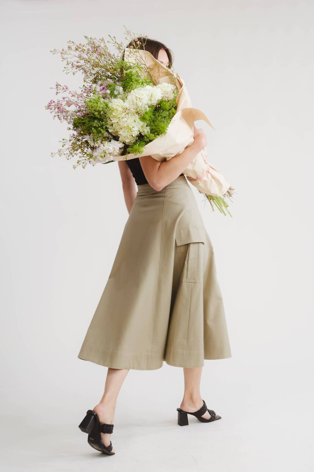 Flat White - Dune Cargo Midi Skirt