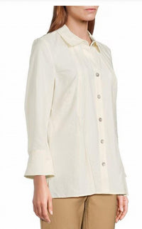 Multiples - Cuffed 3/4 Sleeve Button Front Tucked Shirt