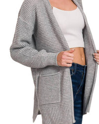 Vanilla Monkey - Cuddle Up Waffle Open Cardigan Sweater