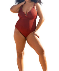 Fashion Szn Curve - Trim Detail Crinkle Swimsuit