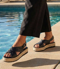 Christina Christi Women's Leather Espadrille Sandals in black - women's sandal - view 9