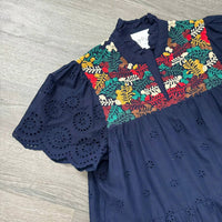 Layerz Clothing Eyelet Embroidered Mini Dress in navy - women's dress - view 5