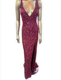 Scala - Women's Sequin lace up back gown