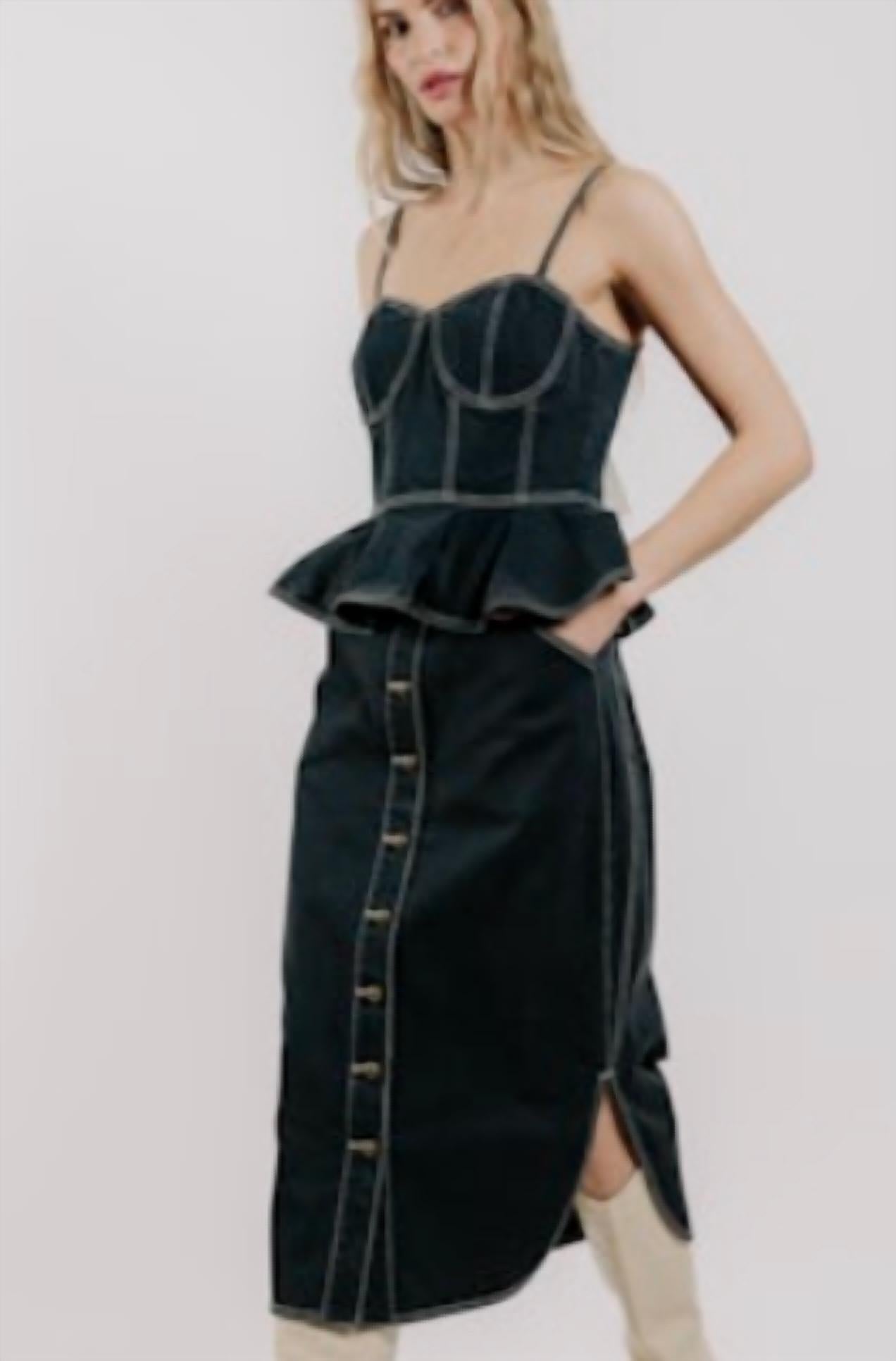 LOVE THE LABEL Apolline Midi Skirt in pagent blue 2 - women's skirt - alternate view
