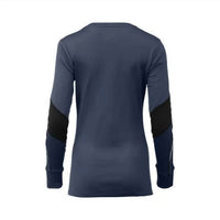 MIZUNO Women's Breath Thermo Long Sleeve Top in indigo black - women's long sleeve top - detail view