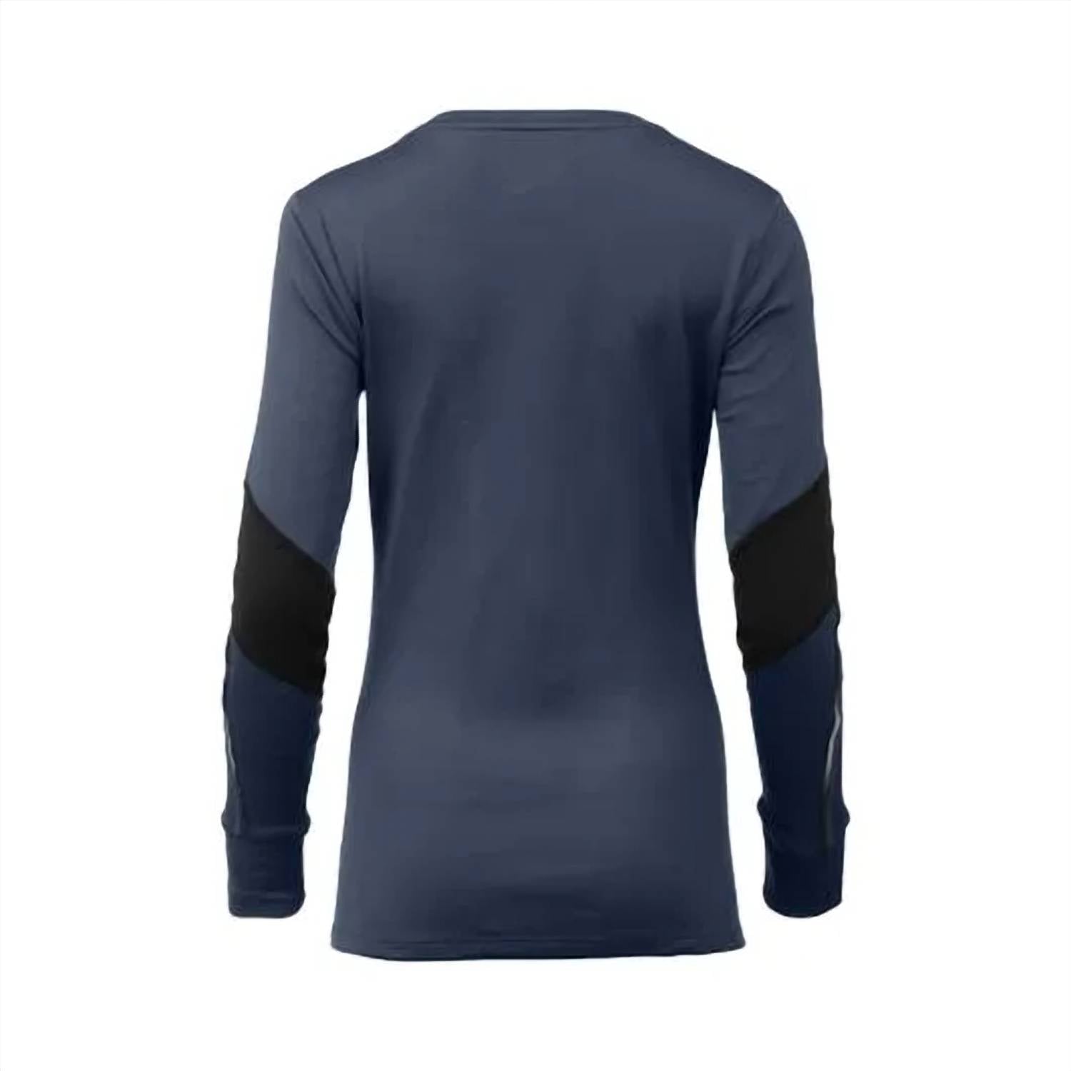 MIZUNO Women's Breath Thermo Long Sleeve Top in indigo black - women's long sleeve top - detail view