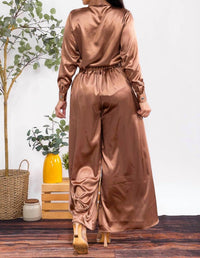 Karen T Design - Button Down Shirt And Open Pants Set