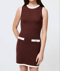 FRENCH CONNECTION Ruthie Knit Mini Dress in chocolate white - women's dress