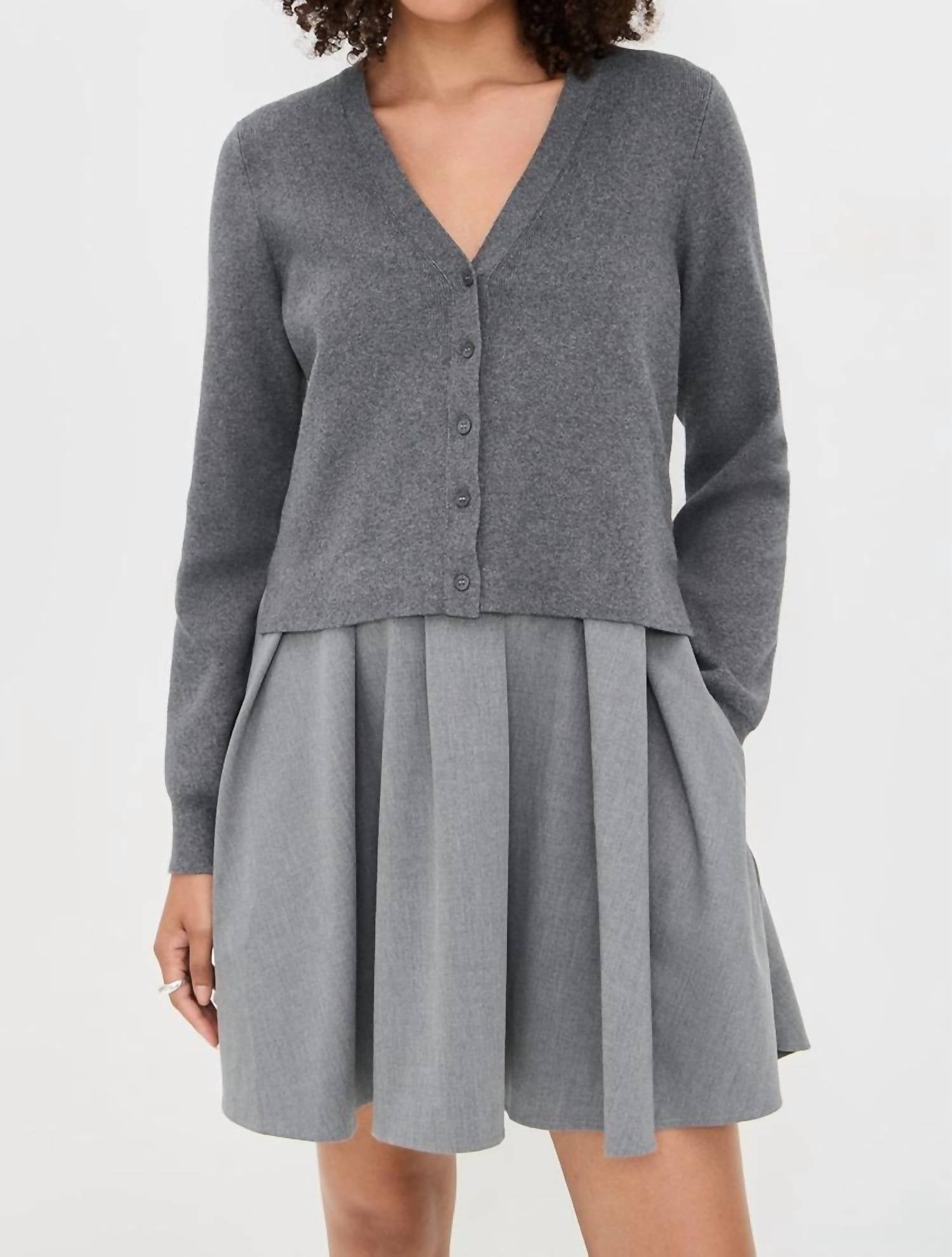 STAUD Milo Long Sleeve Mini Dress in static - women's dress