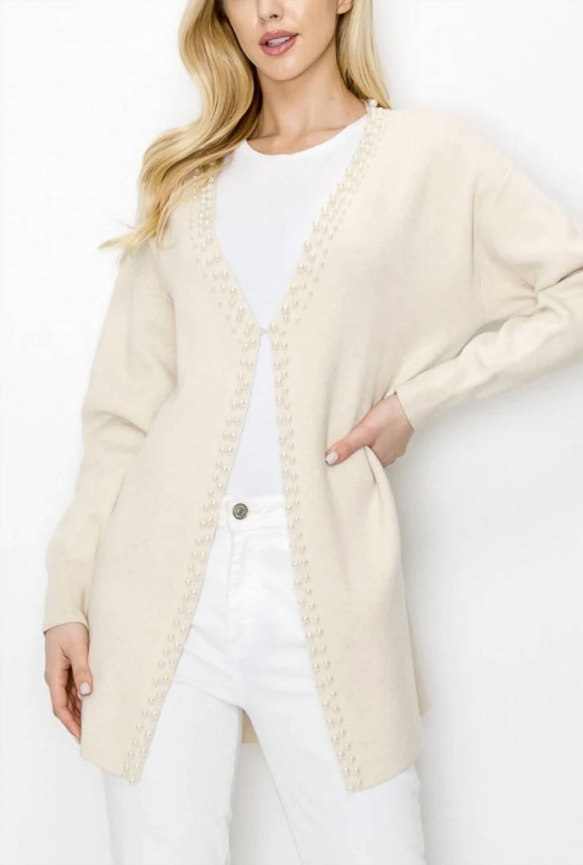 Joh - Syani Knitted Cardigan With Pearl Accents